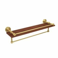 Cheapest 😀 Allied Brass Waverly Place Collection IPE Ironwood/Brass 22-inch Shelf With Gallery Rail And Towel Bar ✔️