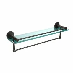 Hot Sale ❤️ Allied Brass Fresno Collection Glass 22-inch Shelf With Vanity Rail And Integrated Towel Bar 👍