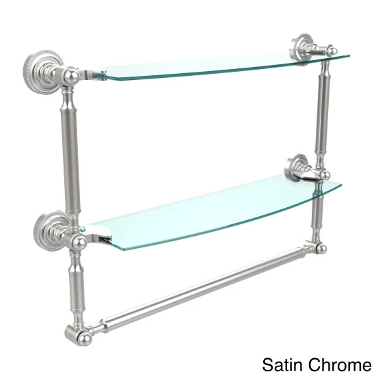 Buy 💯 Allied Brass Dottingham Collection 18-inch 2-tiered Glass Shelf With Integrated Towel Bar 👍 4 Buy 💯 Allied Brass Dottingham Collection 18-inch 2-tiered Glass Shelf With Integrated Towel Bar 👍 - Image 2