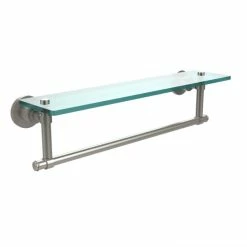 Promo 😀 Allied Brass Washington Square Collection 22-inch Glass Vanity Shelf With Integrated Towel Bar Antique Pewter 🧨