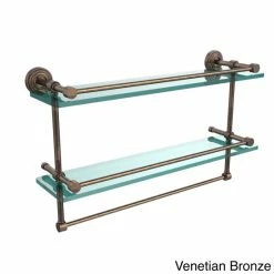 Best Pirce 🛒 Allied Brass Waverly Place 22-inch Gallery Double Glass Shelf With Towel Bar - 22" Brushed Bronze 🧨 -Allied Brass Sales unnamed file 204