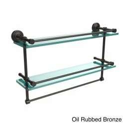 Best Pirce 🛒 Allied Brass Waverly Place 22-inch Gallery Double Glass Shelf With Towel Bar - 22" Brushed Bronze 🧨 -Allied Brass Sales unnamed file 206