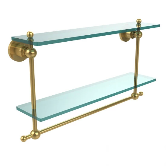 Discount 😍 Allied Brass Astor Place Collection Glass And Brass 22-inch Two-tiered Shelf With Integrated Towel Bar 😍 3 Discount 😍 Allied Brass Astor Place Collection Glass And Brass 22-inch Two-tiered Shelf With Integrated Towel Bar 😍
