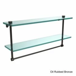 Brand new ❤️ Allied Brass Clear Glass Two-tiered Glass Shelf With Integrated Towel Bar 😍 -Allied Brass Sales unnamed file 2533