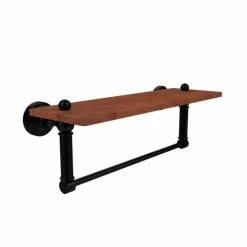Flash Sale 🧨 Allied Brass Waverly Place Collection Solid Ipe Ironwood 16-inch Shelf With Integrated Towel Bar ⌛