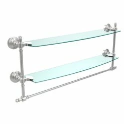 Top 10 🎉 Allied Brass Retro Wave Collection 24-inch Two Tiered Glass Shelf With Integrated Towel Bar ⭐