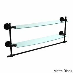 Outlet 🤩 Allied Brass Retro Dot Collection 24-inch Two Tiered Glass Shelf With Integrated Towel Bar ⌛ -Allied Brass Sales unnamed file 3196