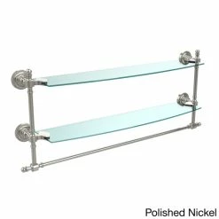 Outlet 🤩 Allied Brass Retro Dot Collection 24-inch Two Tiered Glass Shelf With Integrated Towel Bar ⌛ -Allied Brass Sales unnamed file 3200