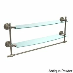 Outlet 🤩 Allied Brass Retro Dot Collection 24-inch Two Tiered Glass Shelf With Integrated Towel Bar ⌛ -Allied Brass Sales unnamed file 3201