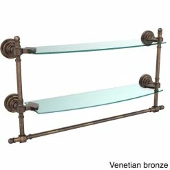 Discount 🔥 Allied Brass Retro Dot Collection 18-inch Two Tiered Glass Shelf With Integrated Towel Bar 💯 -Allied Brass Sales unnamed file 3211