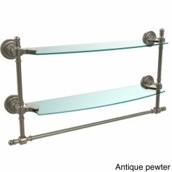 Discount 🔥 Allied Brass Retro Dot Collection 18-inch Two Tiered Glass Shelf With Integrated Towel Bar 💯 -Allied Brass Sales unnamed file 3215