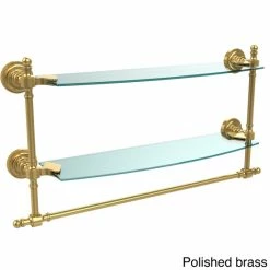 Discount 🔥 Allied Brass Retro Dot Collection 18-inch Two Tiered Glass Shelf With Integrated Towel Bar 💯 -Allied Brass Sales unnamed file 3217