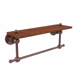 Buy 🧨 Allied Brass Astor Place Collection 16-inch Ironwood Shelf With Integrated Towel Bar 🎉