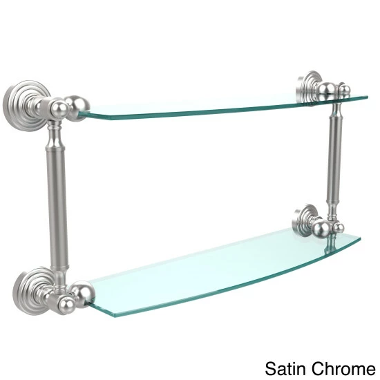 New 👏 Allied Brass Waverly Place Collection 18-inch 2-tiered Glass Shelf - 18"W X 5"H Antique Pewter 🤩 4 New 👏 Allied Brass Waverly Place Collection 18-inch 2-tiered Glass Shelf - 18"W X 5"H Antique Pewter 🤩 - Image 2