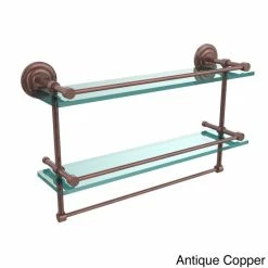 Best Sale 😉 Allied Brass Que New Collection 22-inch Gallery Double Glass Shelf With Towel Bar - 22" Antique Brass ❤️ -Allied Brass Sales unnamed file 3906