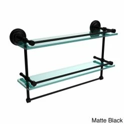 Best Sale 😉 Allied Brass Que New Collection 22-inch Gallery Double Glass Shelf With Towel Bar - 22" Antique Brass ❤️ -Allied Brass Sales unnamed file 3907