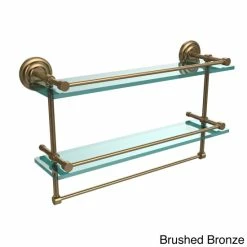 Best Sale 😉 Allied Brass Que New Collection 22-inch Gallery Double Glass Shelf With Towel Bar - 22" Antique Brass ❤️ -Allied Brass Sales unnamed file 3908
