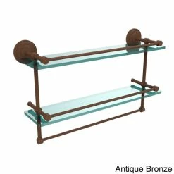 Best Sale 😉 Allied Brass Que New Collection 22-inch Gallery Double Glass Shelf With Towel Bar - 22" Antique Brass ❤️ -Allied Brass Sales unnamed file 3909