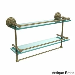 Best Sale 😉 Allied Brass Que New Collection 22-inch Gallery Double Glass Shelf With Towel Bar - 22" Antique Brass ❤️ -Allied Brass Sales unnamed file 3910