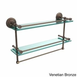 Best Sale 😉 Allied Brass Que New Collection 22-inch Gallery Double Glass Shelf With Towel Bar - 22" Antique Brass ❤️ -Allied Brass Sales unnamed file 3911