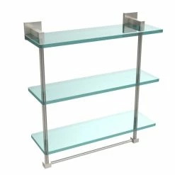 Discount ❤️ Allied Brass Montero Collection 16-inch Triple Tiered Glass Shelf With Integrated Towel Bar ⌛