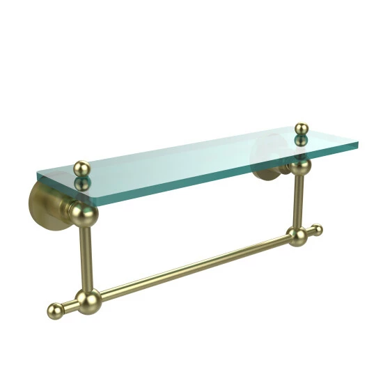 Best Sale ❤️ Allied Brass Astor Collection Glass Shelf With Towel Bar Satin Nickel 🎉 4 Best Sale ❤️ Allied Brass Astor Collection Glass Shelf With Towel Bar Satin Nickel 🎉 - Image 2