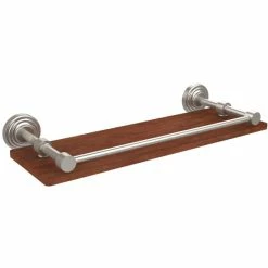 Hot Sale 🔥 Allied Brass Waverly Place Collection Brass And Ironwood Shelf With Gallery Rail ⭐
