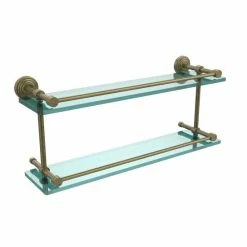 Best deal 🧨 Allied Brass Waverly Place 22-inch Double Glass Shelf With Gallery Rail 🥰