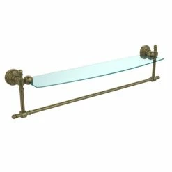 Best Sale 🌟 Allied Brass Retro Wave Collection Glass Shelf With Towel Bar 😉