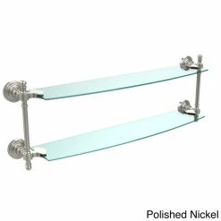 Coupon 😍 Allied Brass Retro Wave Collection 24-inch 2-tiered Glass Shelf 🔥