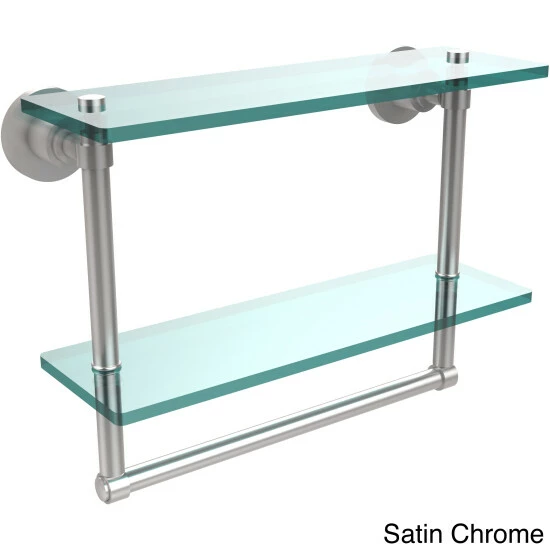 Outlet โค๏ธ Allied Brass Washing Square Collection 16-inch Two Tiered Glass Shelf With Integrated Towel Bar ๐ 4 Outlet โค๏ธ Allied Brass Washing Square Collection 16-inch Two Tiered Glass Shelf With Integrated Towel Bar ๐ - Image 2