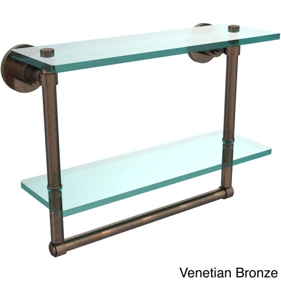 Outlet โค๏ธ Allied Brass Washing Square Collection 16-inch Two Tiered Glass Shelf With Integrated Towel Bar ๐ 6 Outlet โค๏ธ Allied Brass Washing Square Collection 16-inch Two Tiered Glass Shelf With Integrated Towel Bar ๐ - Image 4