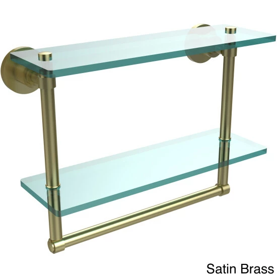 Outlet โค๏ธ Allied Brass Washing Square Collection 16-inch Two Tiered Glass Shelf With Integrated Towel Bar ๐ 9 Outlet โค๏ธ Allied Brass Washing Square Collection 16-inch Two Tiered Glass Shelf With Integrated Towel Bar ๐ - Image 7