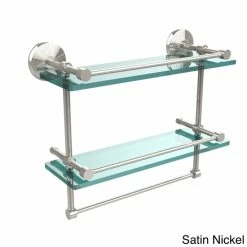 Cheap 🛒 Allied Brass 16-inch Gallery Two Tier Glass Shelf With Towel Bar 🛒