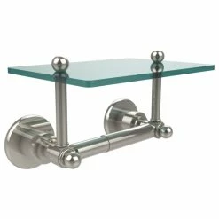 Brand new 😉 Allied Brass Astor Place Two Post Toilet Tissue Holder With Glass Shelf 🎉