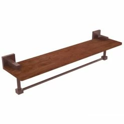 Wholesale 🤩 Allied Brass Montero Collection Brass Ironwood Shelf With Towel Bar ✨