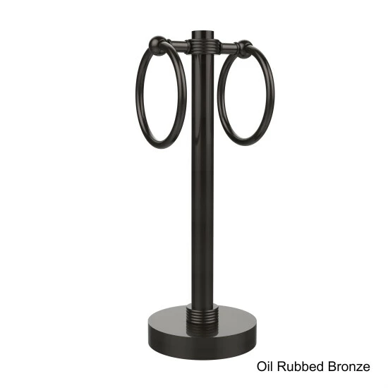 Promo ✨ Allied Brass Vanity Top 2-towel Ring Guest Towel Holder With Groovy Accents 😀 7 Promo ✨ Allied Brass Vanity Top 2-towel Ring Guest Towel Holder With Groovy Accents 😀 - Image 5