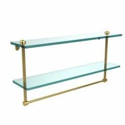 Budget ✔️ Allied Brass 22-inch Two Tiered Glass Shelf With Integrated Towel Bar 😍