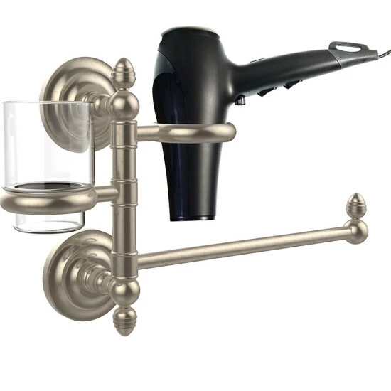 Outlet 🎉 Allied Brass Que New Collection Hair Dryer Holder And Organizer Satin Brass 🥰 3 Outlet 🎉 Allied Brass Que New Collection Hair Dryer Holder And Organizer Satin Brass 🥰