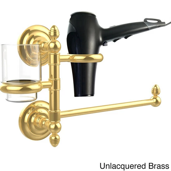 Outlet 🎉 Allied Brass Que New Collection Hair Dryer Holder And Organizer Satin Brass 🥰 5 Outlet 🎉 Allied Brass Que New Collection Hair Dryer Holder And Organizer Satin Brass 🥰 - Image 3