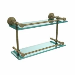 Hot Sale ⭐ Allied Brass Waverly Place 16-inch Double Glass Shelf With Gallery Rail 🤩