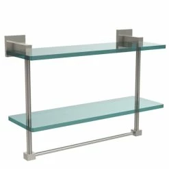Hot Sale 👏 Allied Brass Montero Collection 16-inch Two-tiered Glass Shelf With Integrated Towel Bar 🧨