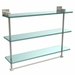 Coupon ⌛ Allied Brass Montero Collection 22-inch Triple Tiered Glass Shelf With Integrated Towel Bar 🎁