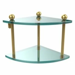 New 🎉 Allied Brass Glass Two-tier Corner Shelf - 8" X 8" X 8" 🛒