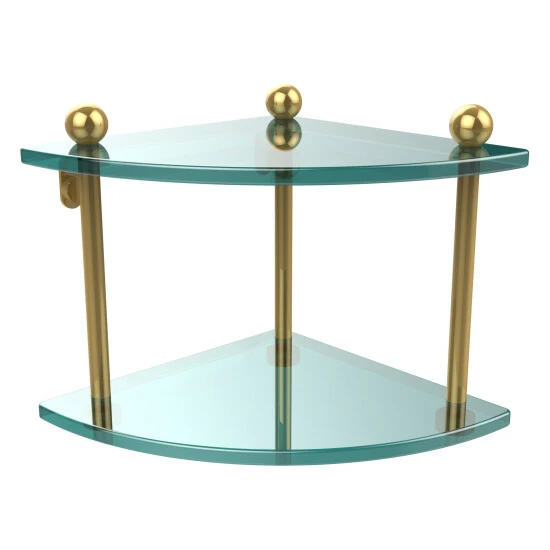 New ๐ Allied Brass Glass Two-tier Corner Shelf - 8" X 8" X 8" ๐ 3 New ๐ Allied Brass Glass Two-tier Corner Shelf - 8" X 8" X 8" ๐
